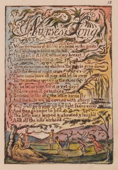 Lieder der Unschuld und der Erfahrung, Platte 13, Lied der Amme (Bentley 24) von William Blake